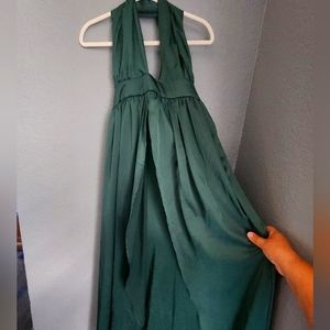 Halter Dark Green Evening Gown